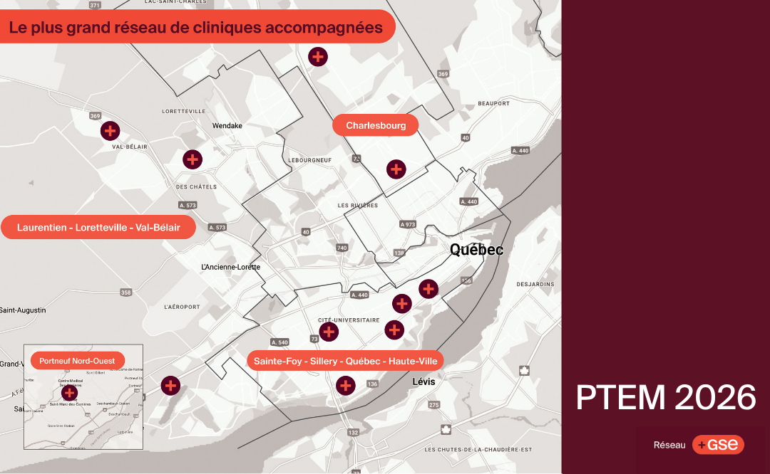 Carte des cliniques médicales GSE et PTEM 2026