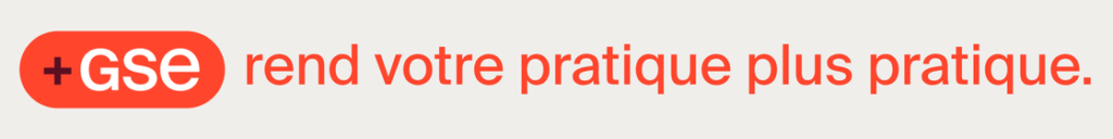 Logo +GSE accompagné du slogan « rend votre pratique plus pratique ».